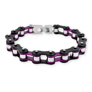 Bracelet Chaîne de Moto Coloré Violet en Acier Inoxydable Zaire - Mon Bracelet Homme