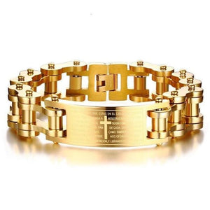 Bracelet Chaîne de Moto Croix en Acier - Mon Bracelet Homme