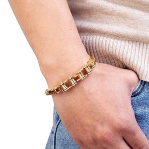 Bracelet Chaîne de Moto Doré à Maillons en Acier Inoxydable Felix - Mon Bracelet Homme