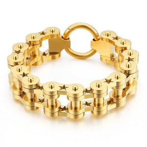 Bracelet Chaîne de Moto Doré en Acier Inoxydable 18Mm de Large Marcel - Mon Bracelet Homme