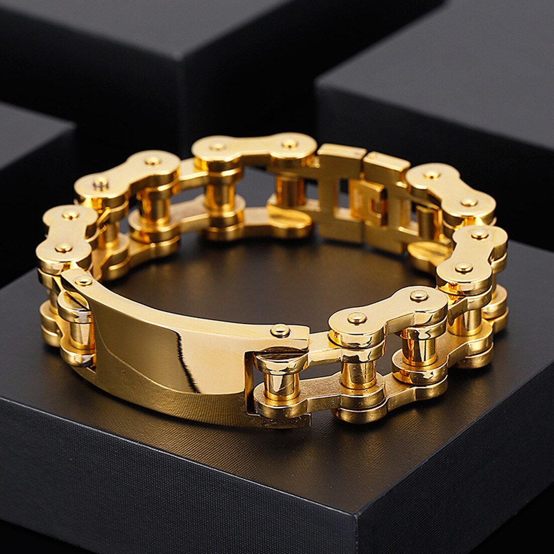 Bracelet Chaîne de Moto Doré en Acier Inoxydable Everett - Mon Bracelet Homme