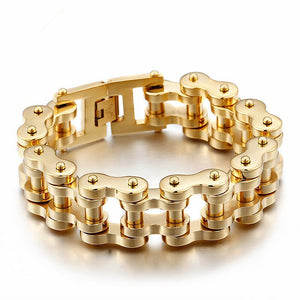 Bracelet Chaîne de Moto Doré en Acier Inoxydable pour Grand Poignée Riley - Mon Bracelet Homme