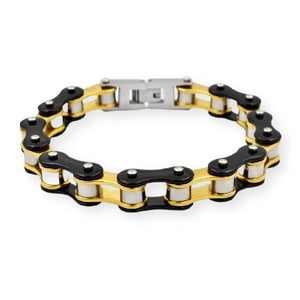 Bracelet Chaîne de Moto Doré en Acier Inoxydable pour Homme Saint - Mon Bracelet Homme