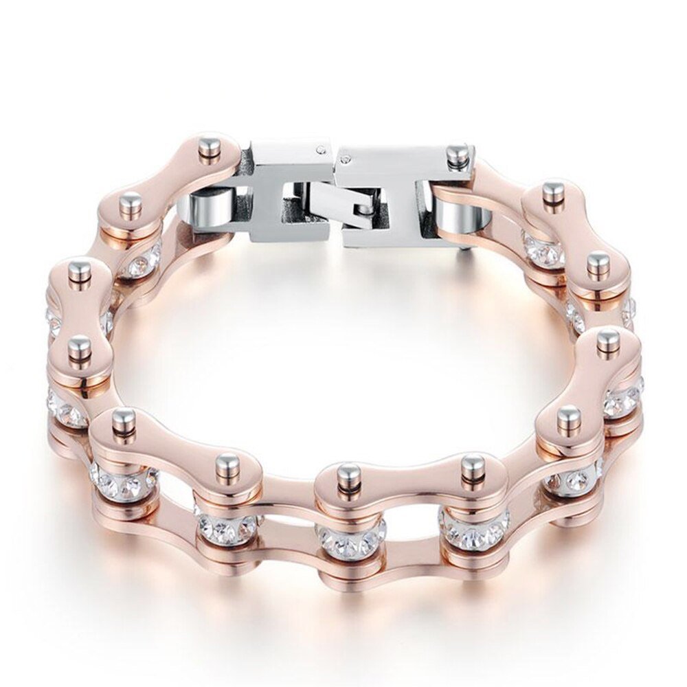 Bracelet Chaîne de Moto en Acier Inoxydable et en Zircon Rene - Mon Bracelet Homme