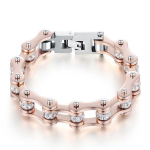 Bracelet Chaîne de Moto en Acier Inoxydable et en Zircon Rene - Mon Bracelet Homme