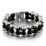 Bracelet Chaîne de Moto en Acier Inoxydable pour Grand Poignée Gris et Noir - Mon Bracelet Homme