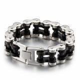 Bracelet Chaîne de Moto en Acier Inoxydable pour Grand Poignée Gris et Noir - Mon Bracelet Homme