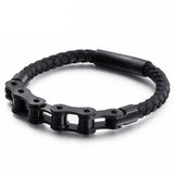 Bracelet Chaîne de Moto en Cuir - Mon Bracelet Homme