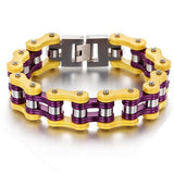Bracelet Chaîne de Moto Jaune et Violet en Acier - Mon Bracelet Homme