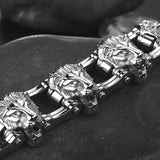 Bracelet Chaîne de Moto Lion Argenté en Acier - Mon Bracelet Homme