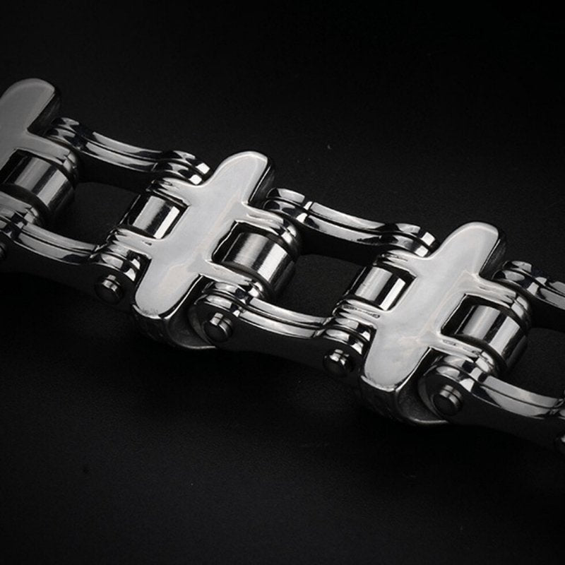 Bracelet Chaîne de Moto Lion Argenté en Acier - Mon Bracelet Homme