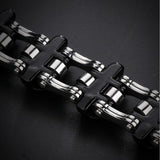 Bracelet Chaîne de Moto Lion Noir en Acier - Mon Bracelet Homme