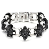Bracelet Chaîne de Moto Lion Noir en Acier - Mon Bracelet Homme