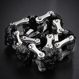 Bracelet Chaîne de Moto Lion Noir en Acier - Mon Bracelet Homme