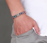 Bracelet Chaîne de Moto Multicolore en Acier Inoxydable et en Silicone Marley - Mon Bracelet Homme
