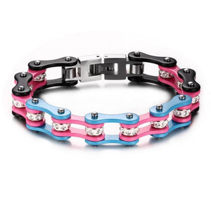 Bracelet Chaîne de Moto Multicolore en Acier Inoxydable et en Zircon Collin - Mon Bracelet Homme