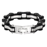 Bracelet Chaîne de Moto Noir Avec Strass Argenté Style Hip Hop Cesar - Mon Bracelet Homme