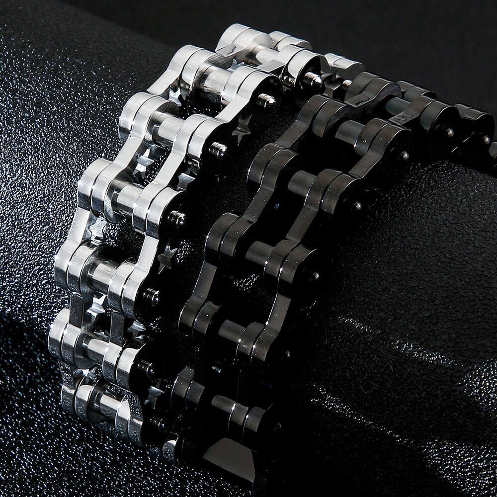 Bracelet Chaîne de Moto Noir en Acier Inoxydable 18Mm de Large Cayden - Mon Bracelet Homme