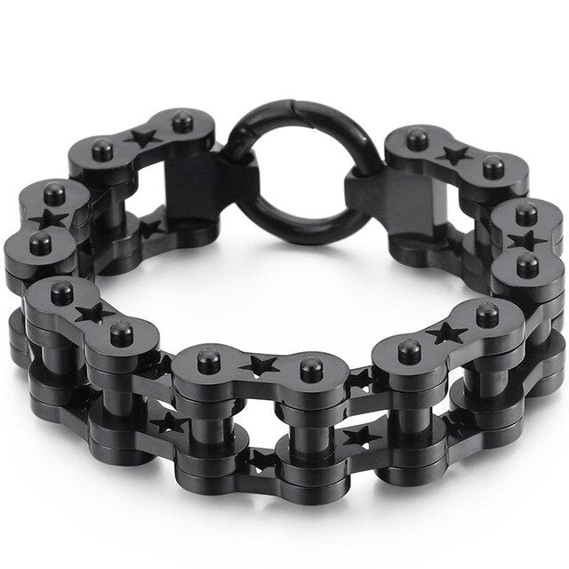 Bracelet Chaîne de Moto Noir en Acier Inoxydable 18Mm de Large Cayden - Mon Bracelet Homme