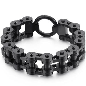 Bracelet Chaîne de Moto Noir en Acier Inoxydable 18Mm de Large Cayden - Mon Bracelet Homme