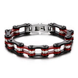 Bracelet Chaîne de Moto Noir en Acier Inoxydable et en Zircon Cruz