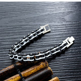 Bracelet Chaîne de Moto Noir et Blanc Avec Fermoir à Bascule Axel - Mon Bracelet Homme