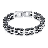 Bracelet Chaîne de Moto Noir et Blanc Avec Fermoir à Bascule Axel - Mon Bracelet Homme