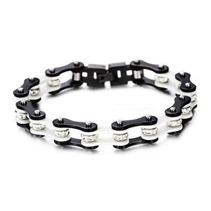 Bracelet Chaîne de Moto Noir et Blanc en Acier Inoxydable et en Zircon Sullivan - Mon Bracelet Homme
