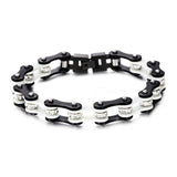 Bracelet Chaîne de Moto Noir et Blanc en Acier Inoxydable et en Zircon Sullivan - Mon Bracelet Homme