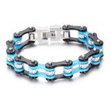 Bracelet Chaîne de Moto Noir et Bleu en Acier Inoxydable et en Zircon Cole - Mon Bracelet Homme