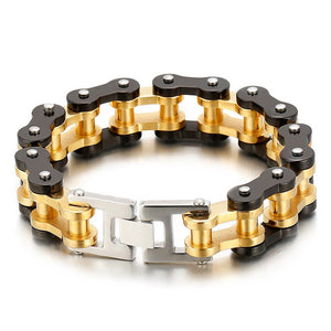 Bracelet Chaîne de Moto Noir et Doré Everest - Mon Bracelet Homme