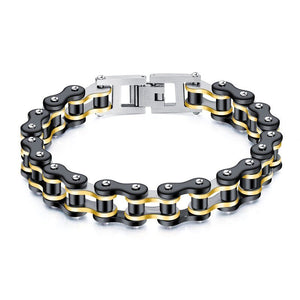 Bracelet Chaîne de Moto Noir et Jaune Avec Fermoir à Bascule Simon - Mon Bracelet Homme