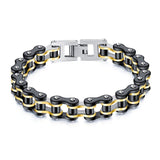 Bracelet Chaîne de Moto Noir et Jaune Avec Fermoir à Bascule Simon