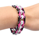 Bracelet Chaîne de Moto Noir et Rose Avec Strass - Mon Bracelet Homme