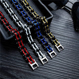 Bracelet Chaîne de Moto Noir et Rouge Avec Fermoir à Bascule Cohen - Mon Bracelet Homme