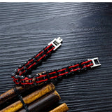 Bracelet Chaîne de Moto Noir et Rouge Avec Fermoir à Bascule Cohen - Mon Bracelet Homme