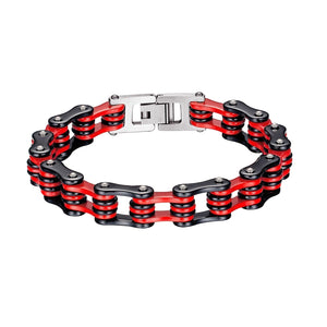 Bracelet Chaîne de Moto Noir et Rouge en Acier Inoxydable Canaan - Mon Bracelet Homme