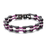 Bracelet Chaîne de Moto Noir et Violet en Acier Inoxydable et en Zircon Jorge - Mon Bracelet Homme