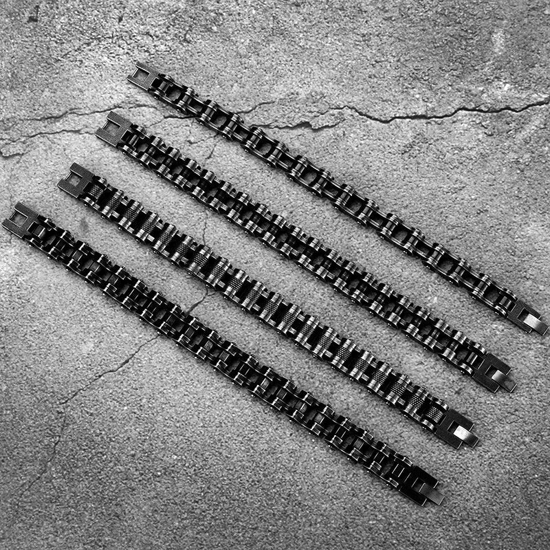 Bracelet Chaîne de Moto Noir Style Rétro Darren - Mon Bracelet Homme