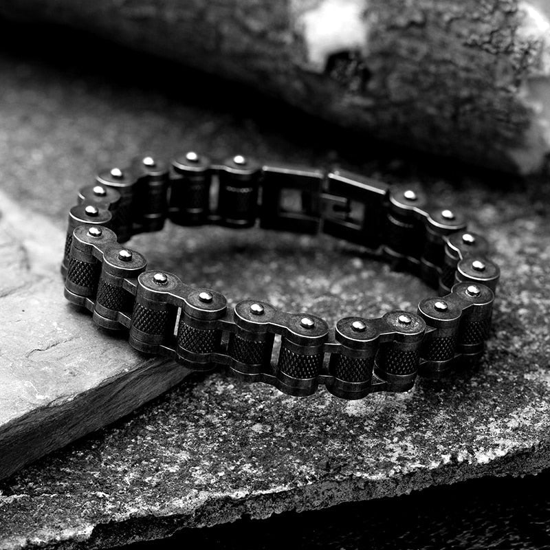 Bracelet Chaîne de Moto Noir Style Rétro Darren - Mon Bracelet Homme