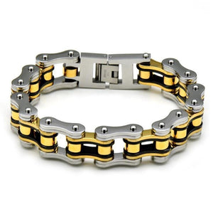 Bracelet Chaîne de Moto Or et Argent en Acier - Mon Bracelet Homme