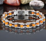 Bracelet Chaîne de Moto Orange en Acier - Mon Bracelet Homme