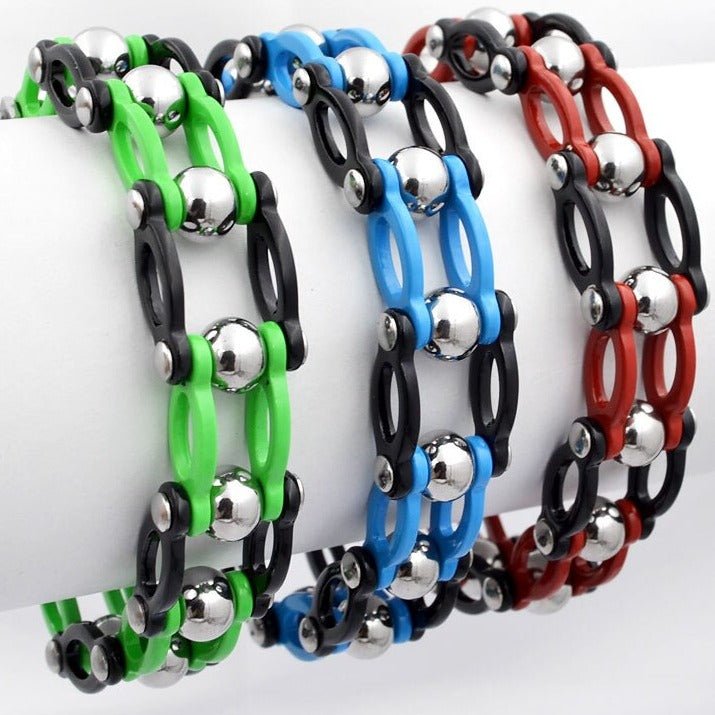 Bracelet Chaîne de Moto Original Bleu en Acier Inoxydable pour Homme Lewis - Mon Bracelet Homme