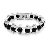 Bracelet Chaîne de Moto Original Gris et Noir en Acier Inoxydable Eliezer