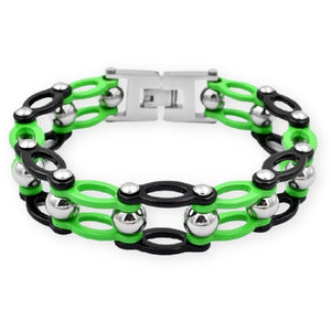 Bracelet Chaîne de Moto Original Vert en Acier Inoxydable pour Homme Korbyn - Mon Bracelet Homme