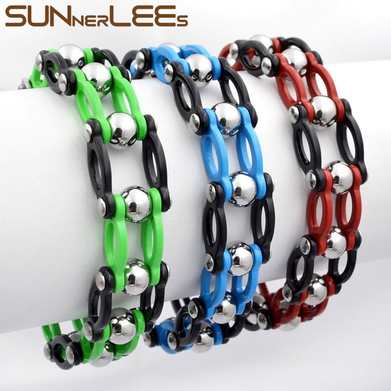 Bracelet Chaîne de Moto Original Vert en Acier Inoxydable pour Homme Korbyn - Mon Bracelet Homme