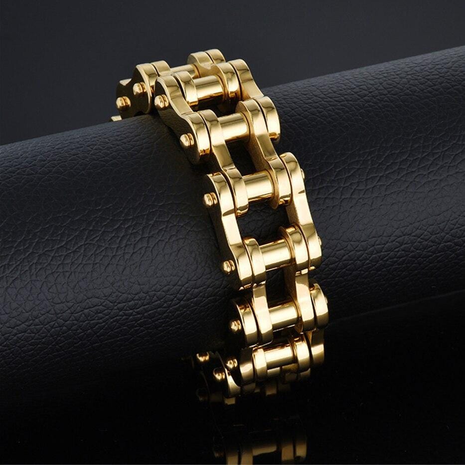 Bracelet Chaîne de Moto Plaqué Or en Acier - Mon Bracelet Homme