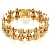 Bracelet Chaîne de Moto Plaqué Or en Acier