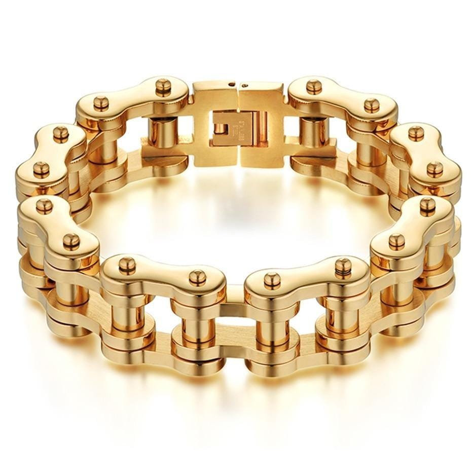 Bracelet Chaîne de Moto Plaqué Or en Acier - Mon Bracelet Homme