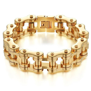 Bracelet Chaîne de Moto Plaqué Or en Acier - Mon Bracelet Homme